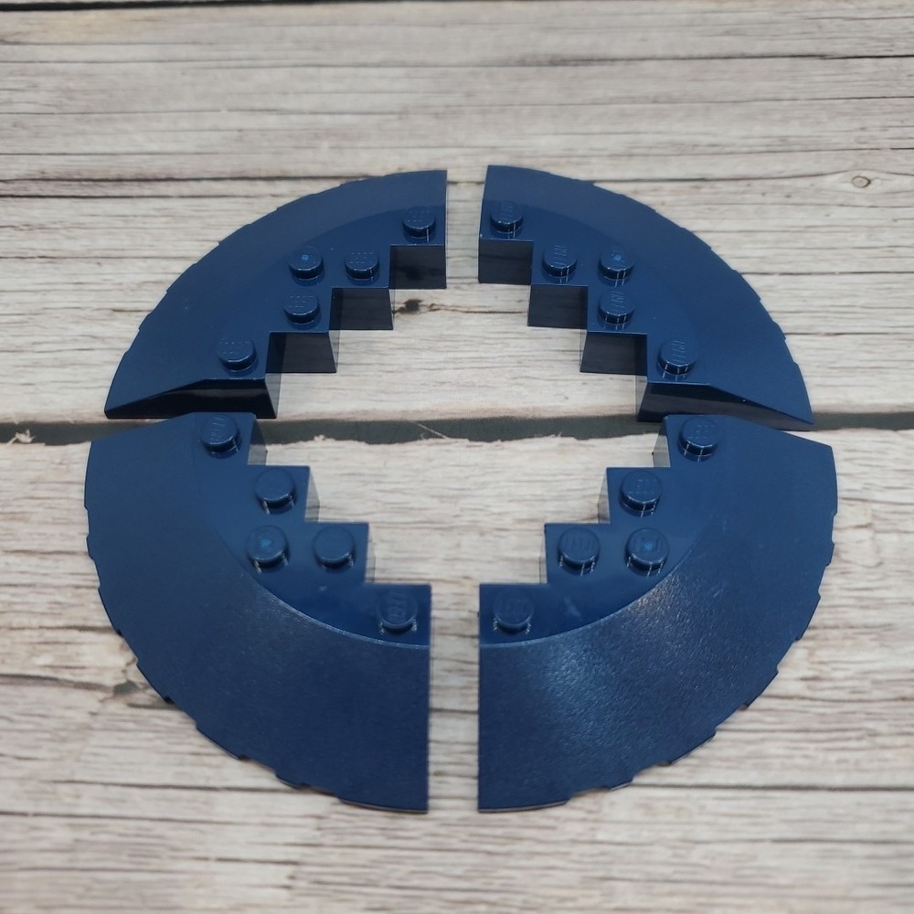LEGO LOT 4 DARK BLUE ROUND CORNER 6X6 SLOPE 33° EDGE FACET‎ CUTOUT #95188